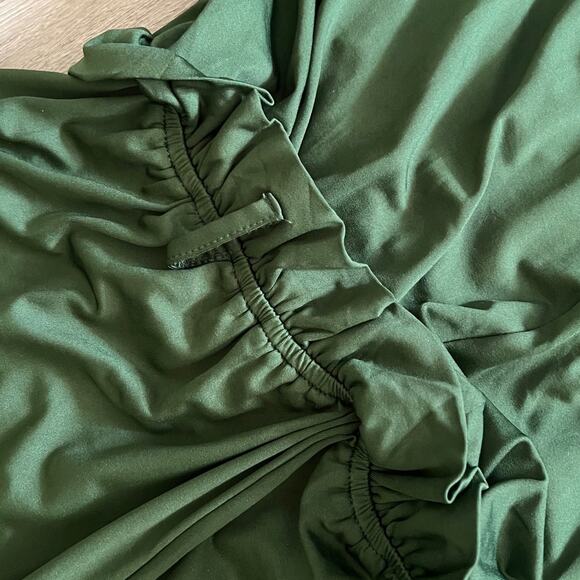 Baltic Born Dress Day Jumpsuit Large Green V-Neck Jersey Wide Leg Holiday Ruffle - Picture 6 of 12